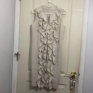 Calvin Klein size 10 Cream Ruffle Dress